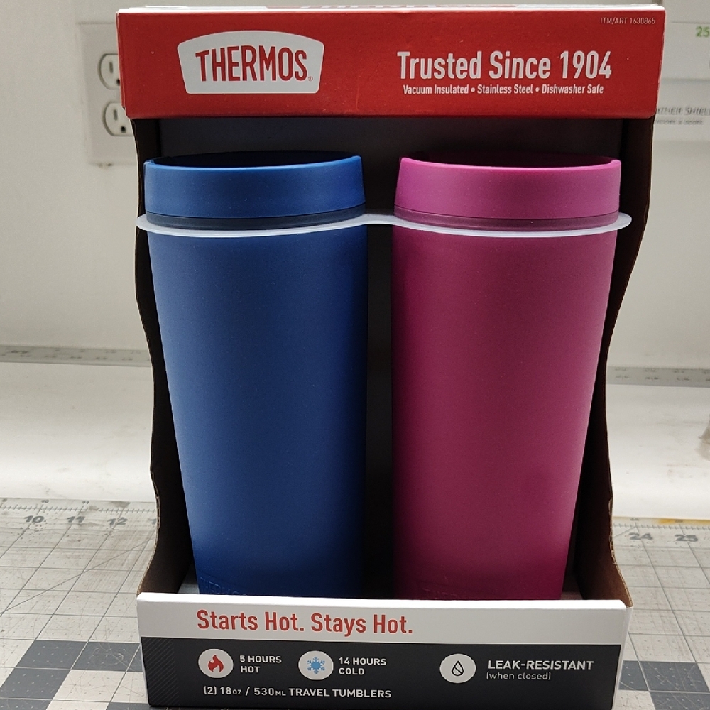 Thermos Blue and Pink Travel Tumblers